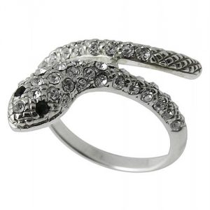 Jeweled Snake Fashion Silver Ring