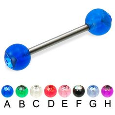 Tongue Barbell With Jeweled Half Ball