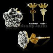 9k Gold Multi Jeweled Flower Ear Stud