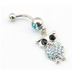 Multi Jeweled Owl Dangling Navel Belly Ring