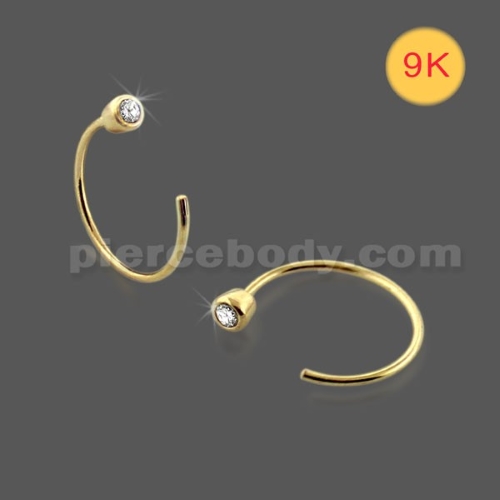 Gold Bezel Set Nose Hoop Ring
