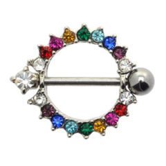 Red Jeweled Surgical Steel Nipple Rounder