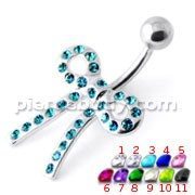 Jeweled Tied Bow Non Dangling Belly Bar