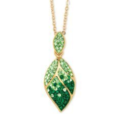 Multi-Crystal Stones Serrate Leaf Pendant: Radiant Elegance in Every Detail