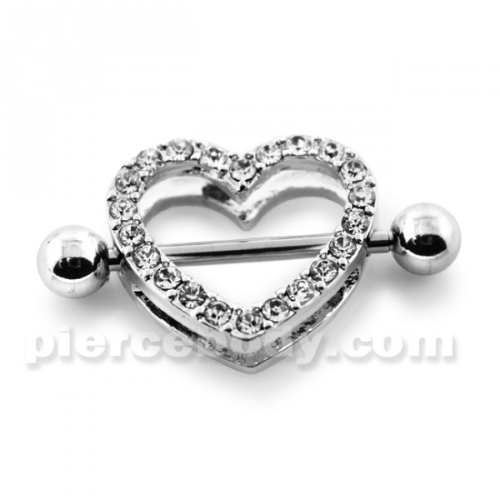 Multi Jeweled Heart Surgical Steel Nipple Piercing