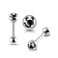 Tongue Barbell with 4 Free Scorpion Logo Ball