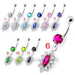 Multi Jeweled Flying Butterfly Navel Banana Ring