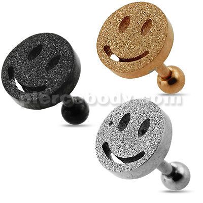 PVD Plated Glittering smiley Tragus Piercing