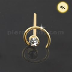 9K Gold Jeweled Coil Straight Nose Stud