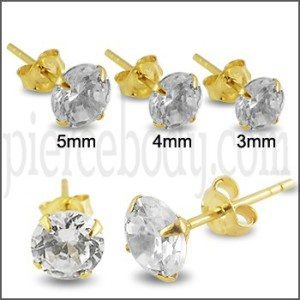 9k Solid Yellow Gold CZ Ear Stud