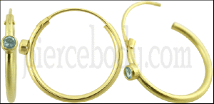 Jeweled 14k Gold Ear Hoop
