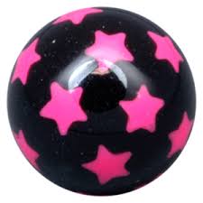 Collection of Black UV Circular Barbell with Pink Star UV Balls