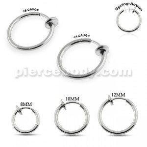 Spring Action Steel Fake Body Jewelry Nose Hoop