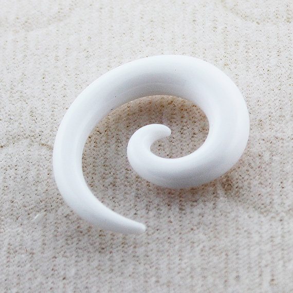 Milk White UV Acrylic Spiral Taper Ear Plug Expender Stretcher lip piercing 