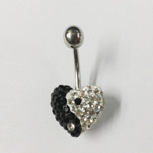 black and white belly button rings