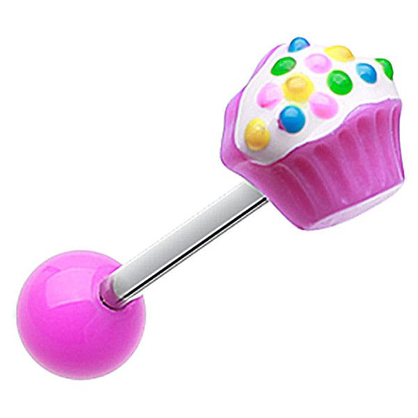 cupcake designed vibrating tongue ring