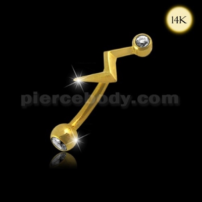 gold curved steel uv barbell