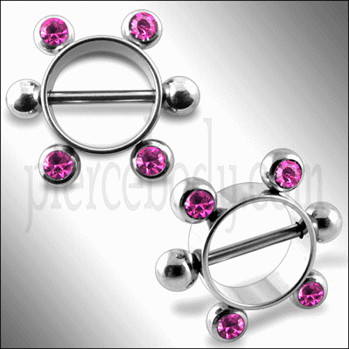 surgical steel nipple rings with gems