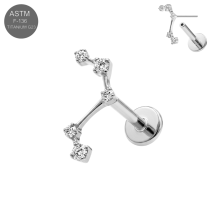 ASTM F-136 Titanium CZ Celestial Threadless Labret (18G/16G)