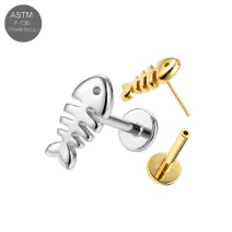 ASTM F-136 Titanium CZ Crystal Spike Drop Threadless Labret (18G/16G)