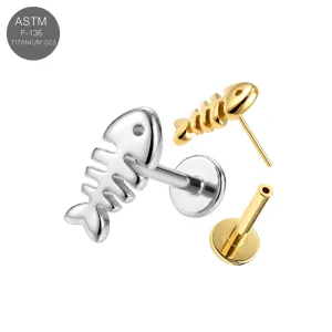 ASTM F-136 Titanium CZ Crystal Spike Drop Threadless Labret (18G/16G)