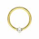 14K Solid Gold 2mm jeweled CZ Hinged segment Clicker Ring