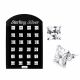 6MM CZ Square Ear Stud in 12 pair Tray 