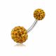 Yellow Color Crystal Stone Balls With Steel Bar Navel Ring FDBLY085