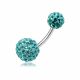 Sky Blue Crystal Stone Studded Balls With Surgical Steel Navel Belly Ring