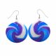 Fancy Rainbow Blue Spiral Logo 925 Silver Earring