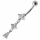 Square Gem Dangling Belly Moving Ring