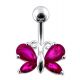 Jeweled Butterfly Non dangling  Belly Ring