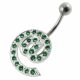 Silver Jeweled Non-Moving Curved Bar Belly Ring