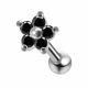 925 Sterling Silver CZ Jeweled Flower Cartilage Tragus Piercing Ear Stud Jewelry