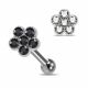 925 Sterling Silver Tiny Flower CZ Jeweled Cartilage Tragus Piercing Ear Stud