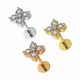 CZ Jeweled Tiny Flower Surgical Steel Helix Tragus Piercing Ear Stud