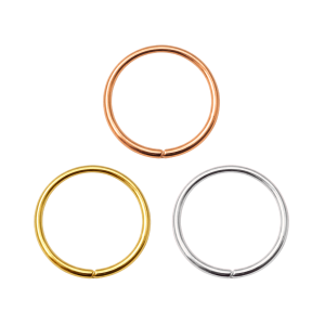 High-polish 9K solid yellow gold seamless continuous nose hoop ring for minimal piercings.