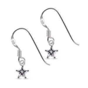 Fancy Star Jeweled Dangling 925 Sterling Silver Ear Ring