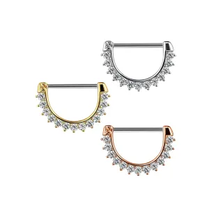 Jeweled Round CZ Nipple Clicker Piercing Jewelry