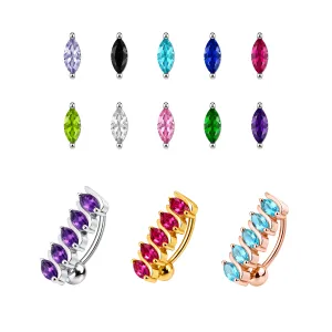 14 Gauge Fancy Jeweled Non-Moving Reverse Belly Ring