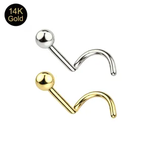 14K Gold Ball Top Nose Screw (18G & 20G Options)