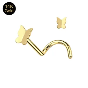 14K Yellow Gold Butterfly Nose Screw (20G | 6mm Length)