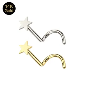 14K Yellow Gold Star Top Nose Screw (20G | 6mm Length | 3mm Star)