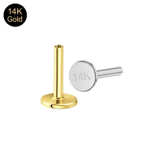 14K Solid Gold Flat Back Threadless Labret Post | 16G