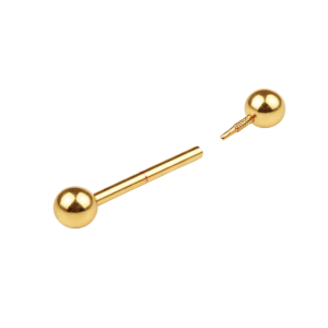 14K Solid Yellow Gold Internally Threaded Straight Tongue Barbell | 14G & 16G