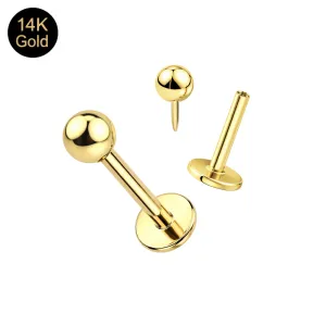14K Solid Yellow Gold Threadless Ball Labret Piercing | 16G