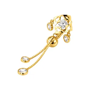 14K gold Belly Ring With Dangling Jeweled Giraffe