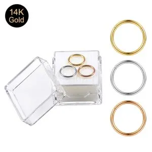 14K Gold Hinged Segment Clicker Ring in display box | Multiple Gauges & Sizes