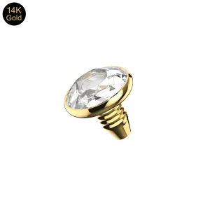 14K Gold Internally Threaded Jeweled Dermal Anchor Top