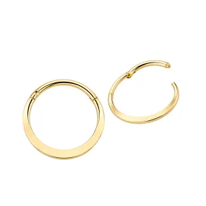 14K Solid Yellow Gold Oval Flat Profile Hinged Segment Clicker Ring | 16G
